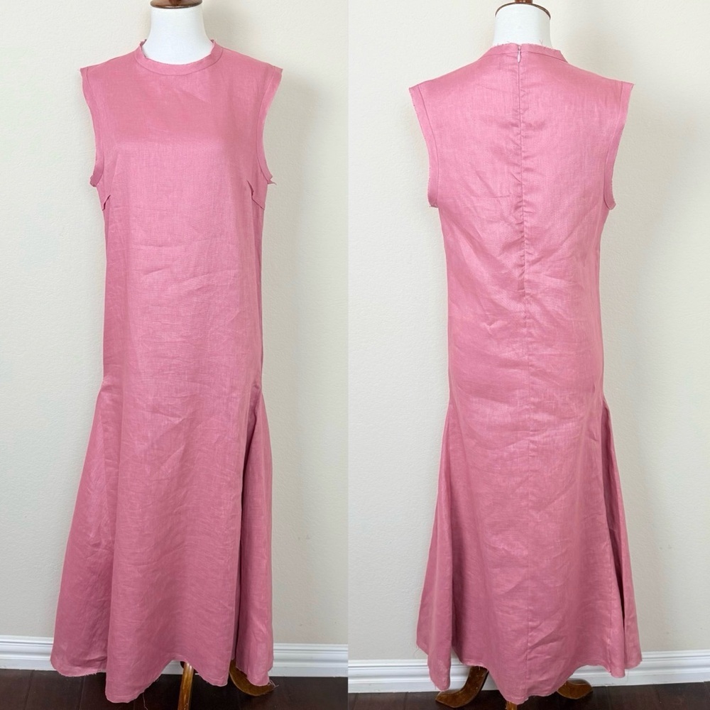 Albus Lumen Linen Sleeveless Pink Maxi Dress Size 6